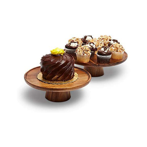 Ensemble de <span class=keywords><strong>2</strong></span> présentoirs à gâteaux en bois d'acacia naturel, support à gâteaux pour mariage d'anniversaire, idéal pour les fêtes et pour le service - Product Image 2