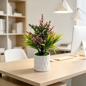 Bonsái Artificial de Lavanda con Hierba de Primavera, 22 Pulgadas, en Maceta Blanca, Planta Decorativa de Interior, Pequeño Adorno de Vegetación en Maceta - Product Image 4