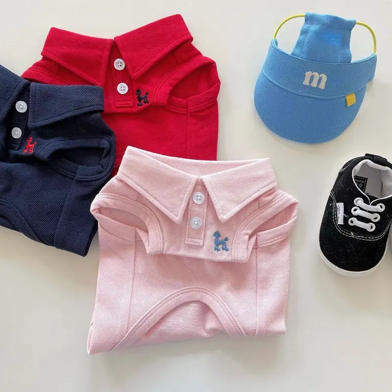 Fall Pet Clothing Solid Color Polo Shirt and T-Shirt Cat Vest Teddy Two-Legged Clothing for Dogs Puppy Thin Breathable