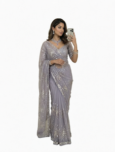 Blusa de malla para sari con cuello en V, informal, para festivales de invierno, para mujeres de India y Pakistán - Product Image 1