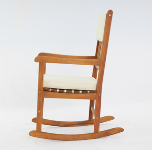 Silla Mecedora Moderna y Cómoda de Madera de Acacia con Cojín, Natural, Elegante y Duradera para el Borde de la Piscina, el Porche Delantero o el Balcón - Product Image 1