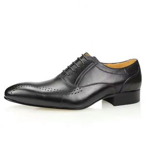 Customizable Men's Black Leather Dress Shoes Oxfords Low-Top Formal Party Style <b>Pointed</b> Toe Spring Summer Breathable Anti-Slip - Product Image 6