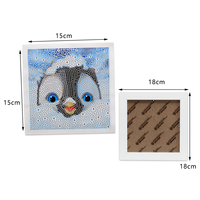 Peinture Diamant pour Enfants : Adorable Pingouin avec Cadre, Décoration de Table, Broderie Strass, Tableau Mural Dessin Animé