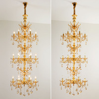 Hôtel haut plafond lustre en cristal hall salle de banquet décoration pendentif lampe villa de luxe spirale escalier lampe suspendue