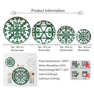 Nuevos Diseños de Platos Verdes para Catering, Vajilla de Porcelana Fina, Juegos de Platos para Cena - Product Image 6