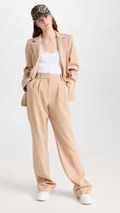 Oem produttore personalizzato Casual a vita alta con cerniera a doppia piega tasche laterali a gamba larga <span class=keywords><strong>pantaloni</strong></span> da <span class=keywords><strong>donna</strong></span> <span class=keywords><strong>pantaloni</strong></span> <span class=keywords><strong>Beige</strong></span> - Product Image 4