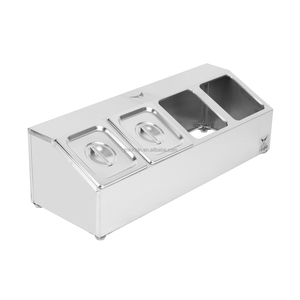 Boîte à épices en acier inoxydable à 4 compartiments, finition polie, organisateur de rangement pour cuisine commerciale - Product Image 5
