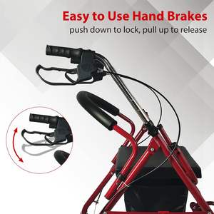 Yaşlı alışveriş sepeti yaşlı bakkal alışveriş el itme altı tekerlekli yürüteç koltuk oturabilir katlanır hafif yürüteç depolama el arabası - Product Image 5