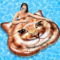 Tapis flottant gonflable pour piscine en forme de tête de panda et de chat avec motif de petites fleurs
