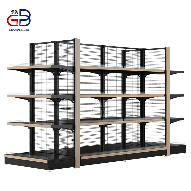 Supermarket Metal Mesh Shelves Adjustable 4