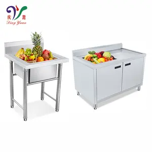 Certified Food Grade Commercial Kitchen Sink With Stainless Steel Table For Vegetable Washing