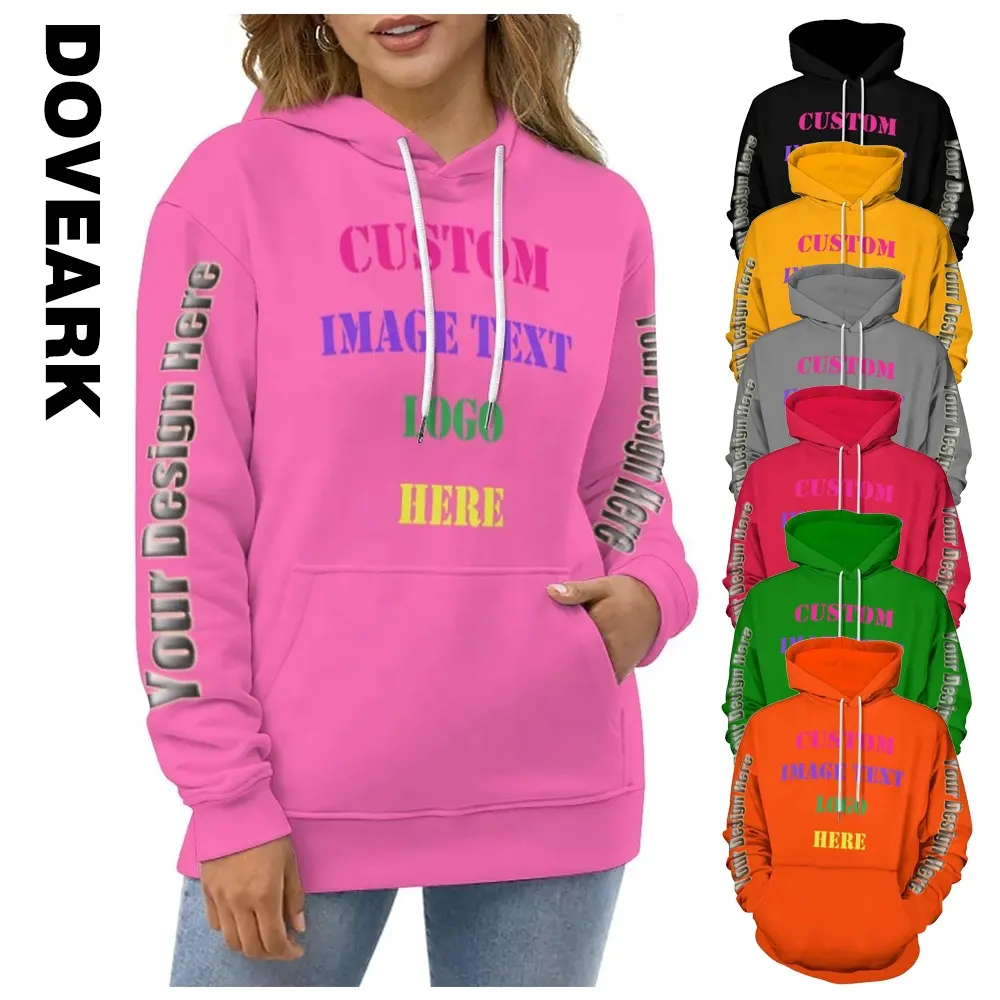 Doveark hoodie kustom uniseks personalisasi Sweatshirt nama teks Anda sendiri hoodie Pullover Logo foto Anda untuk hoodie wanita