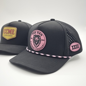 Casquette de golf professionnelle 5 panneaux unie imperméable avec logo en silicone personnalisé, faible MOQ, OEM, perforations laser, tenue monochromatique - Product Image 5