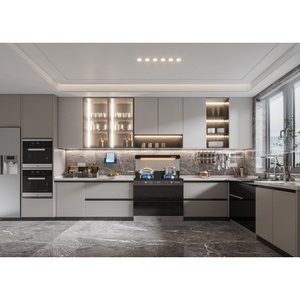 Set di Mobili da Cucina Modulari Moderni in Laccato Bianco/Acrilico con Design Gratuito per 48 Ore, per Appartamenti e Sale da Pranzo, Prodotti in Cina - Product Image 4