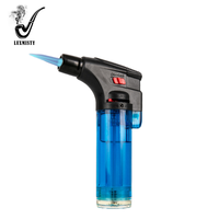 Briquet torche à cigare en plastique multicolore en gros, camping, barbecue, pistolet à pulvérisation, flamme jet unique rechargeable, briquets à gaz butane