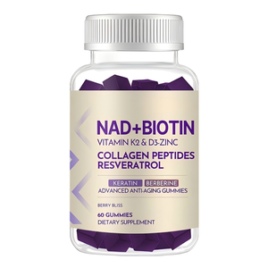 Gomitas de NAD+ con Nicotinamida Ribósido OEM, Refuerzo de NAD+, Vitamina <span class=keywords><strong>B3</strong></span>, D3, Sodio y Zinc, Apoyo a la Salud Celular y el Envejecimiento - Product Image 1