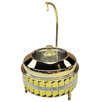 Plat à chafing doré grand format Yuqi à alcool - Réchaud de buffet en acier inoxydable 20L avec contrôle de température 85-100°C pour mariages et hôtels