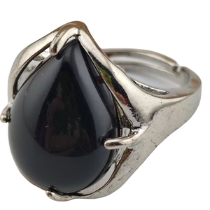Bagues ajustables en pierres naturelles variées de haute qualité, plaquées argent, pour homme et femme, bague de guérison des chakras, bijoux de fête, cadeau - Product Image 2