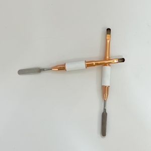 Pinceau à ongles double tête en cuivre, manche métallique, professionnel pour salon, manucure, gel UV, liner, pinceau de nail art, vente en gros - Product Image 5