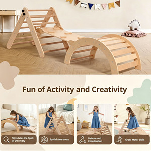 Structure d'escalade en bois Montessori, triangle Pikler, équipement de gym d'intérieur pour enfants de 2 à 7 ans - Product Image 4