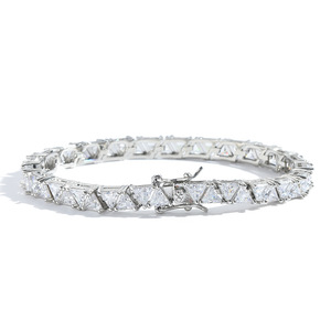 Front and Back Triangle Mix-and-match Tennis <b>Bracelet</b> <b>Copper</b> Inlaid Zirconium Hip-hop Tanjing Fashion Lijing Necklace - Product Image 4