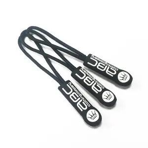 raised logo rubber zipper pull for zip