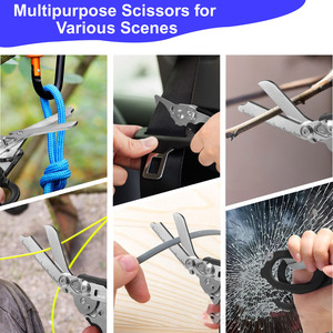Outils de sécurité multifonctionnels pour le bricolage en extérieur, cisailles de secours, brise-vitre, coupe-ceinture, pinces pliantes, <span class=keywords><strong>ciseaux</strong></span> en acier inoxydable - Product Image 6