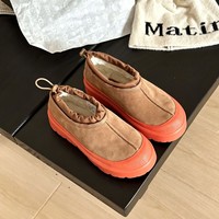 Sepatu Bot Pendek All-in-one Langsung dari Pabrik dengan Sol Tebal Berlapis Bulu Domba Hangat untuk Musim Dingin Baru, Berlapis Bulu Wol, Kulit Ringan, Unisex