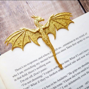 Marque-page en métal traditionnel plaqué or personnalisé avec dragon - Cadeaux promotionnels en gros imprimés en sérigraphie pour les librairies de jeux - Product Image 1