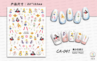 CA41-72 Anime dessin animé 3D ours en peluche fleur fruits marin lune ongles autocollant été ongles papillon pour beauté manucure Applique