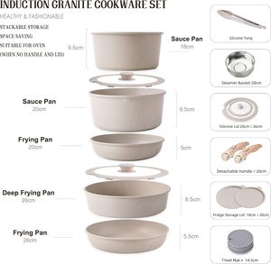Ollas y Sartenes de Alta Calidad con Asas Desmontables, Cerámica Rosa Antiadherente, Juego de Utensilios de Cocina de Aluminio Forjado - Product Image 6