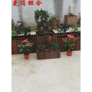 Jardinière carrée rustique en bois carbonisé, sur pied, durable, pour plantes potagères et succulentes - Product Image 2
