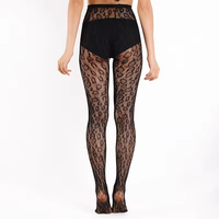 Collants résille en nylon pour femme, taille haute, motif jacquard léopard, grande taille, avec logo imprimé OEM, vente en gros