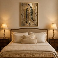 Art mural Notre-Dame de Guadalupe, impression encadrée de la Vierge Marie, cadre en aluminium doré mat, or rose vintage, décoration catholique