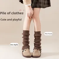 Chaussettes en coton tricotées anti-dérapantes au-dessus du genou pour femme, nouvelle collection automne-hiver, chaudes, légères, passe-partout, imprimé corps, style japonais