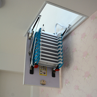 Escalera Telescópica de Techo para Interiores, de Aluminio, Plegable, Retráctil, Manual, con Capacidad de Carga de 300 kg