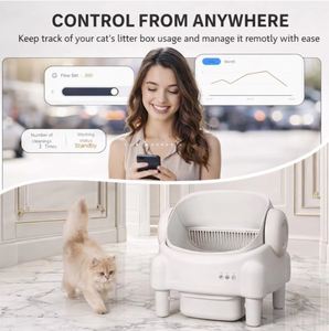 Bac à litière automatique pour chat 75L Grande capacité Durable PP+Acier inoxydable Contrôle à distance par application Nettoyage automatique Contrôle des odeurs Intelligent - Product Image 5