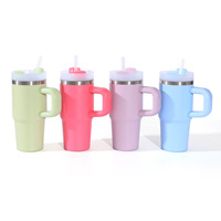 Vente en gros de gobelets isothermes en acier inoxydable 304 de grande capacité de 14 oz avec poignée, gobelet de voiture, paille, bouteille sous vide pour cadeaux d'affaires