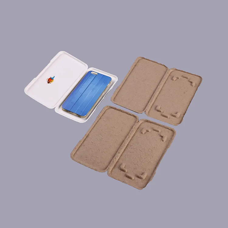 Recyclable Wet Press Whole Set Molded pulp tray packaging Bamboo Paper Box For mobile phone case