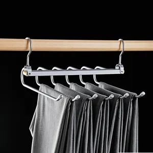 China 5 Lagen Multifunctionele Opvouwbare Broek Hanger Rack Garderobe Organizer Hanger