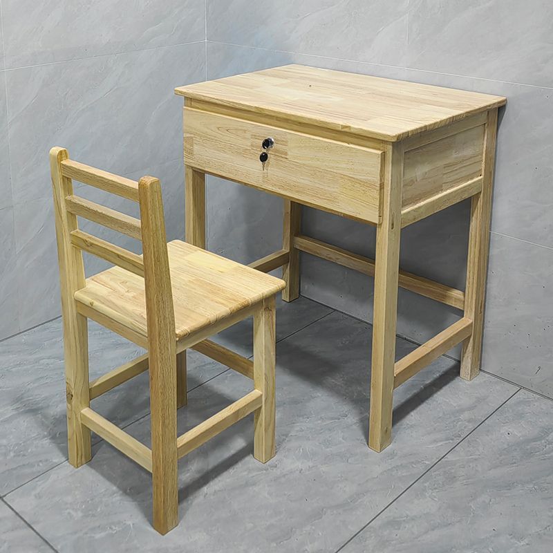 Table et chaises en bois massif avec tiroirs