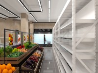 Étagère de supermarché autoportante double face en bois et métal, robuste, sur mesure, avec design 2D/3D – Fournisseur d'équipements