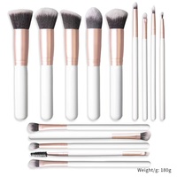 Ensemble de 14 pinceaux de maquillage professionnels Belleza, manche en plastique, poils synthétiques, toucher doux, étui de voyage personnalisé, pour le visage, le corps et le correcteur