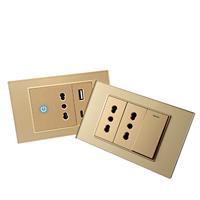 Standard italien 20W Smart Type C Prise USB charge rapide Double prise murale USB 3 + 3 + 6 Configuration 16A IP44 SDK industriel