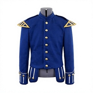 Veste doublette d'hiver bleue style écossais, faite main, tunique formelle, uniforme de fanfare pour homme, vêtement d'extérieur, 100% laine imperméable - Product Image 1