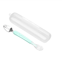Cuillère d'alimentation pour bébé 2-en-1 à double extrémité avec grattoir à fruits et cuillère en silicone souple sans BPA Zeto ZT007 pour 0-12 mois