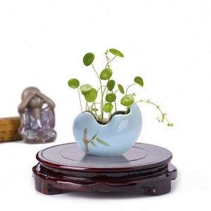 Pot de fleurs, aquarium, artisanat, décoration en bois massif, vase, base de statue de Bouddha en pierre originale - Product Image 4
