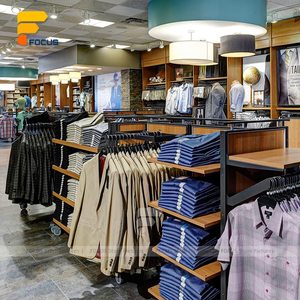 Espositore di Lusso in Legno per Abiti, Vetrina Modulare con Armadio e Panca Espositiva Centrale per Negozi di Abbigliamento Formale - Product Image 4