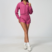 Vêtements de sport à séchage rapide, ensemble sportif élastique et respirant, veste et short en polyester, tenue de sport pour femme, tenue de sport en plein air