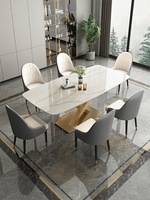 Ensembles de salle à manger de luxe italiens, table en céramique marbrée avec 4/6/8 chaises rembourrées pour la cuisine